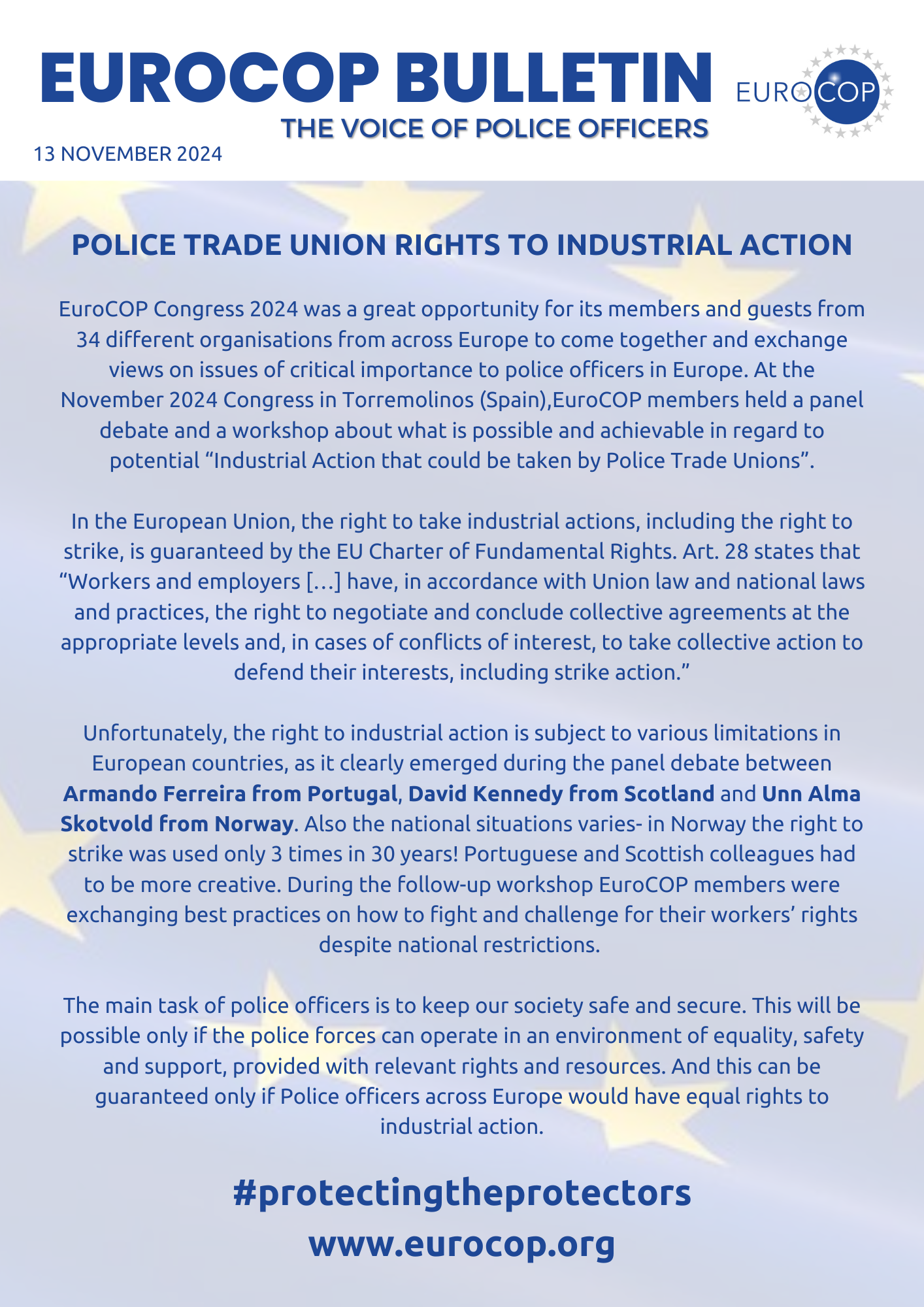 Police Trade Union rights to Industrial Action