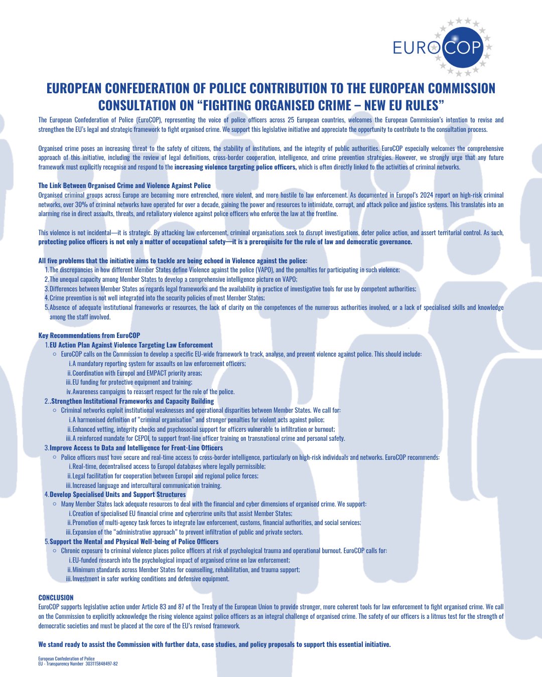 EuroCOP are pleased to share their contribution to the @EU_Commission consultation on “Fighting organised crime – New EU rules”